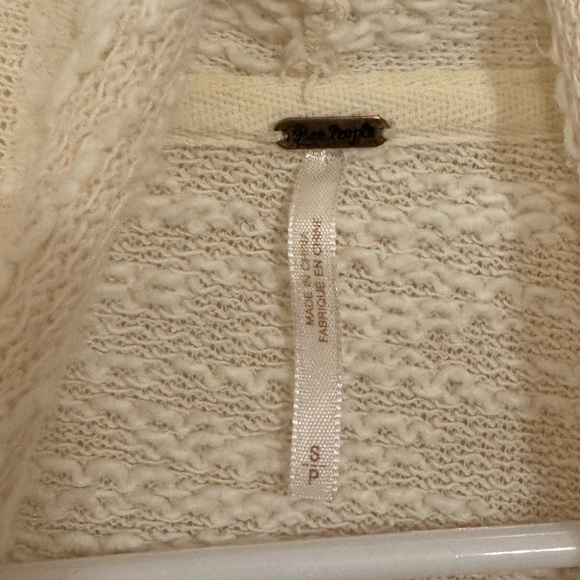 Free People In The Loop Open Front Distressed Cream Cardigan Sweater - Picture 6 of 9